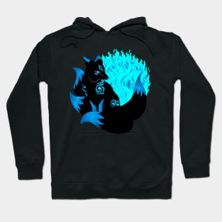 Dark Black and Blue Kitsune Hoodie